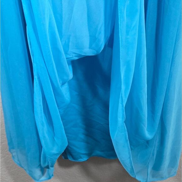 David's Bridal Short One Shoulder Lace Dress Marine Blue Prom Formal Bridesmaid - Picture 12 of 13